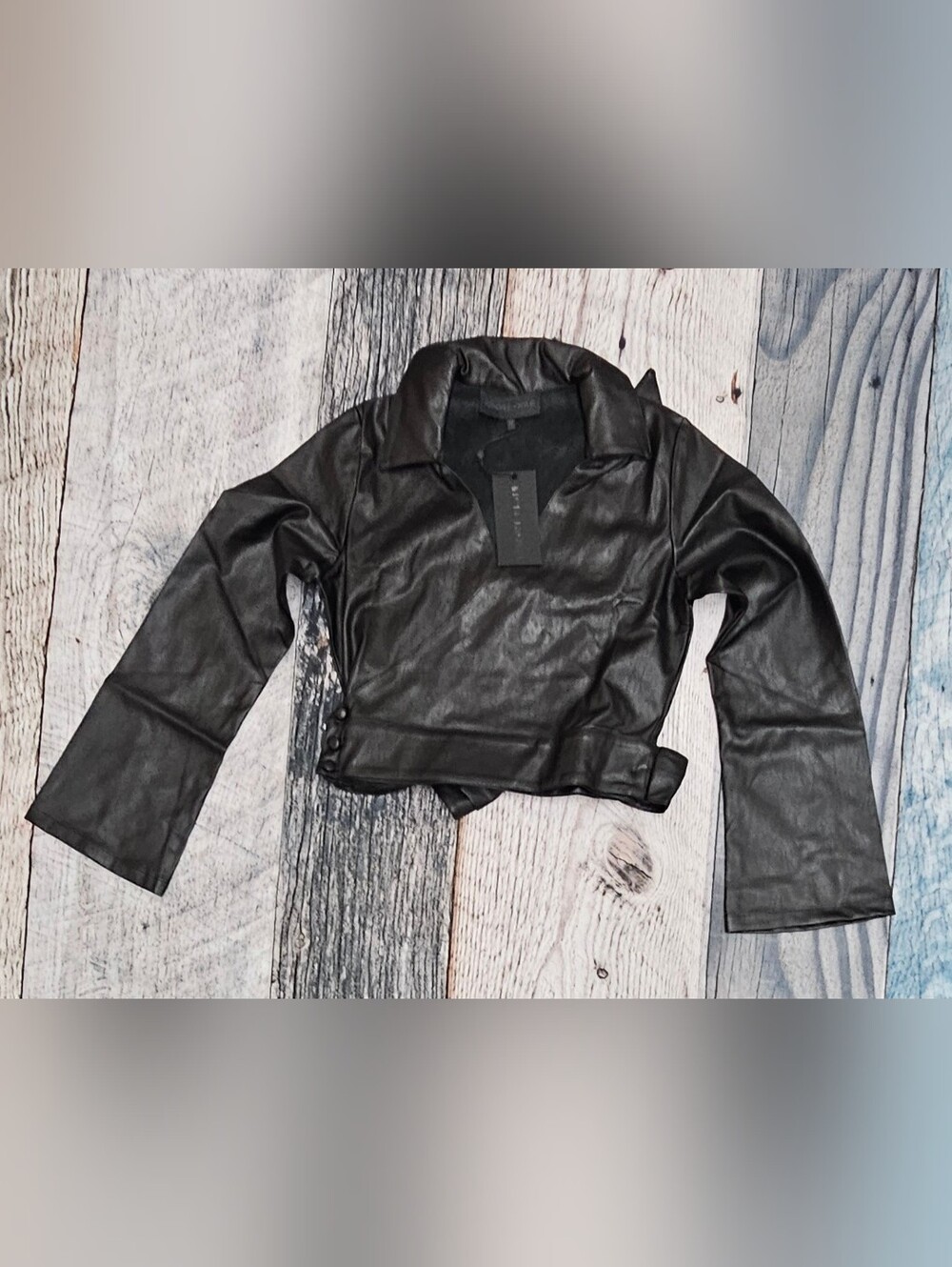Kendall + Kylie Vegan Leather Wrap Tie Crop Top Women's Size Medium Classic Sexy
